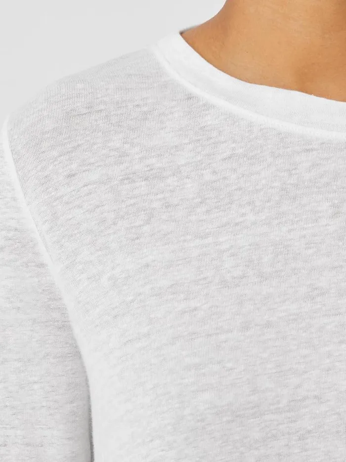 Shop Eileen Fisher Tops and Tees Organic Linen Jersey Crew Neck Top White