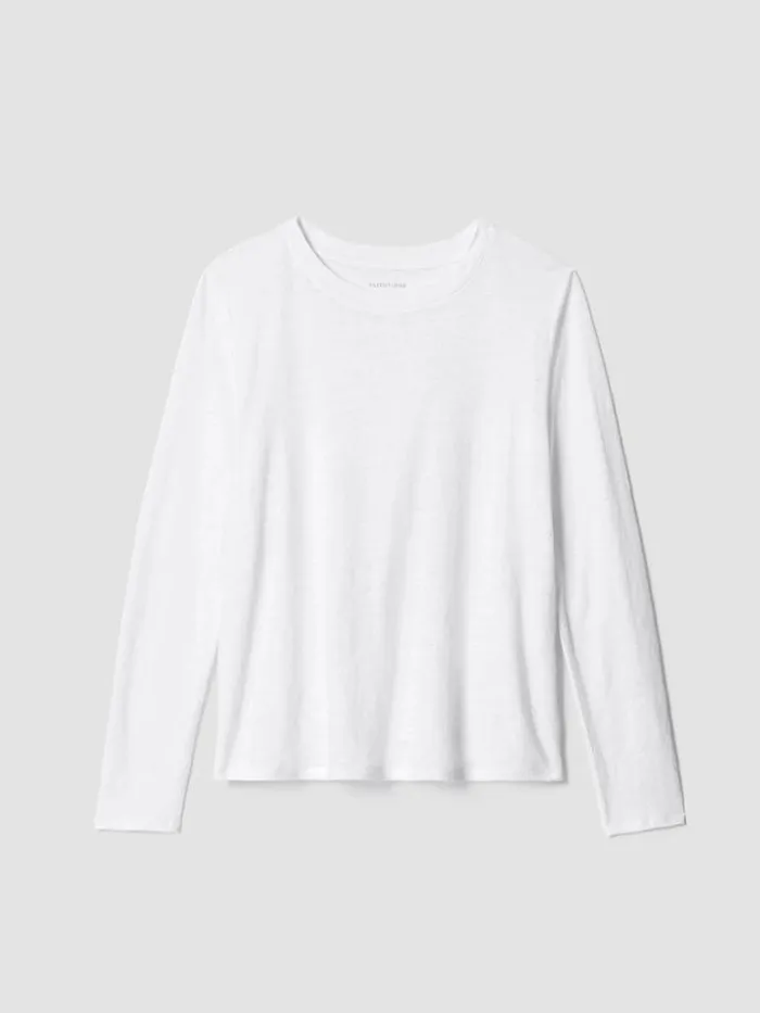 Shop Eileen Fisher Tops and Tees Organic Linen Jersey Crew Neck Top White
