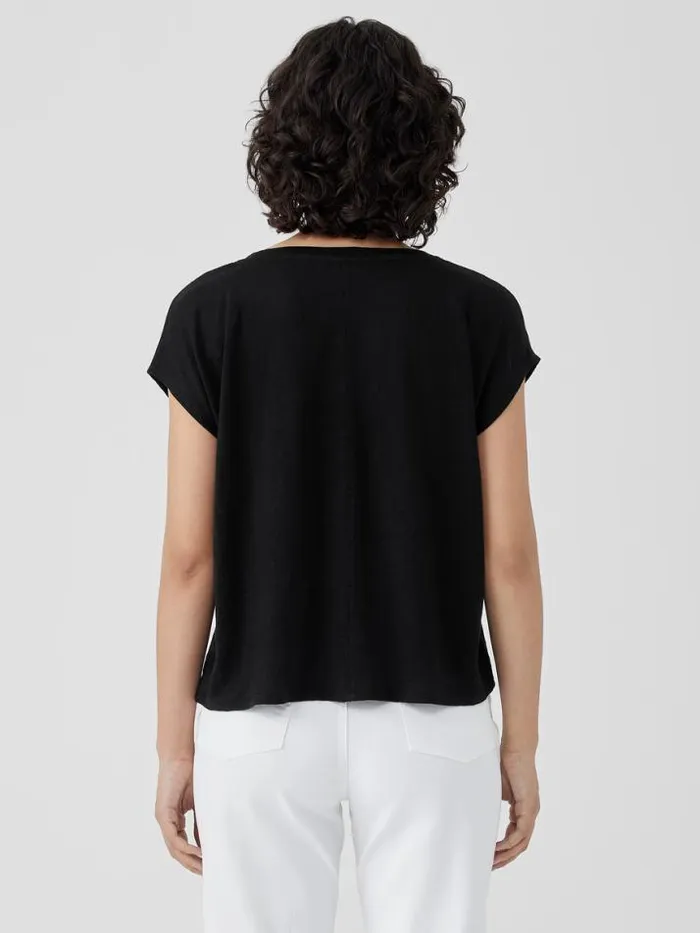 Shop Eileen Fisher Tops and Tees Organic Linen Jersey VNeck Tee Black