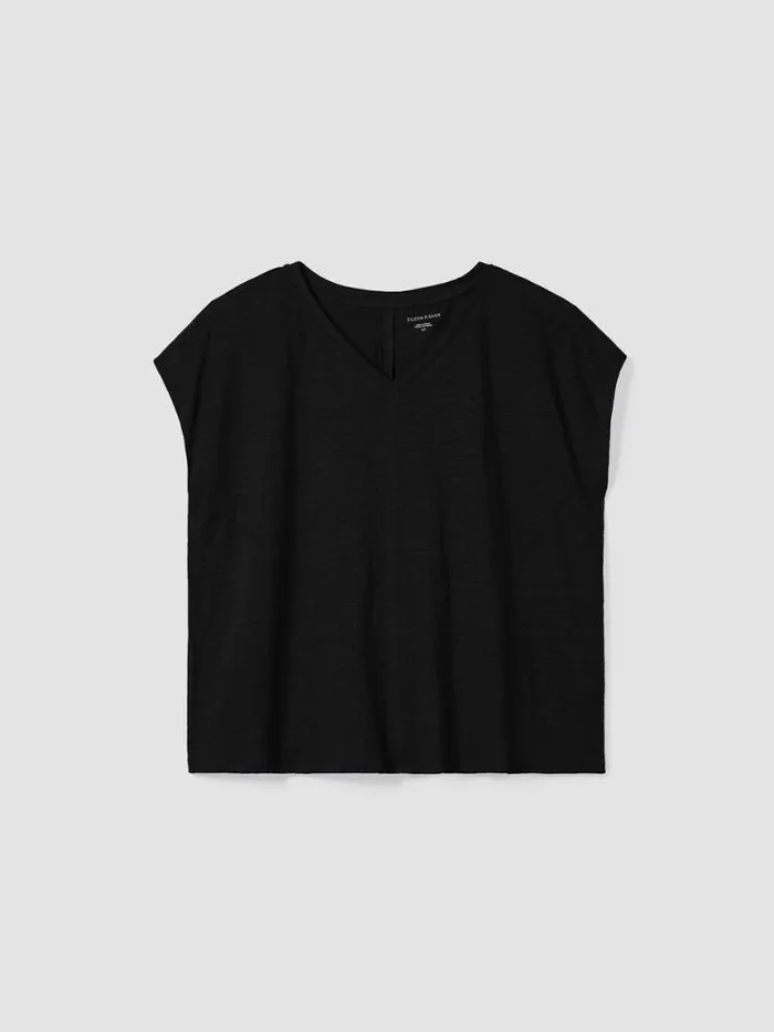 Shop Eileen Fisher Tops and Tees Organic Linen Jersey VNeck Tee Black