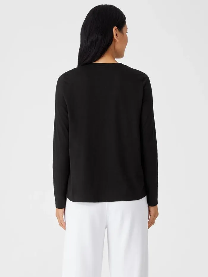Shop Eileen Fisher Tops and Tees Organic Pima Cotton Jersey LongSleeve Tee Black