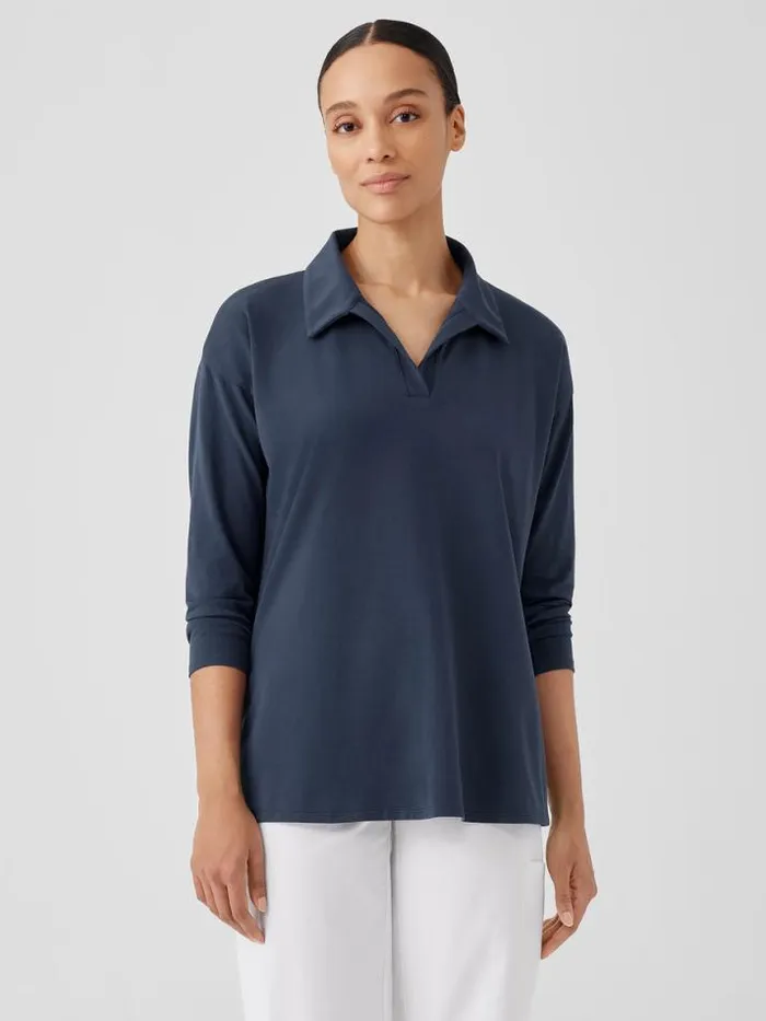 Shop Eileen Fisher Tops and Tees Pima Cotton Stretch Jersey Classic CollarTop Ocean Shop Eileen Fisher Tops and Tees Pima Cotton Stretch Jersey Classic CollarTop Ocean