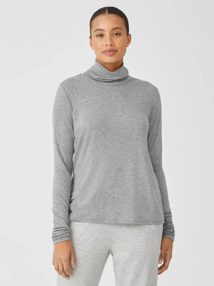 Shop Eileen Fisher Tops and Tees Ribbed Pima Cotton Blend Top Moon