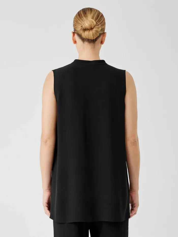 Shop Eileen Fisher Tops and Tees Silk Georgette Crepe Sleeveless Shirt Black