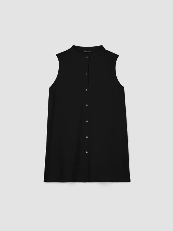 Shop Eileen Fisher Tops and Tees Silk Georgette Crepe Sleeveless Shirt Black