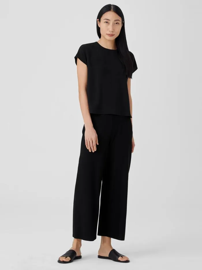 Shop Eileen Fisher Tops and Tees Silk Georgette Crepe Square Top Black