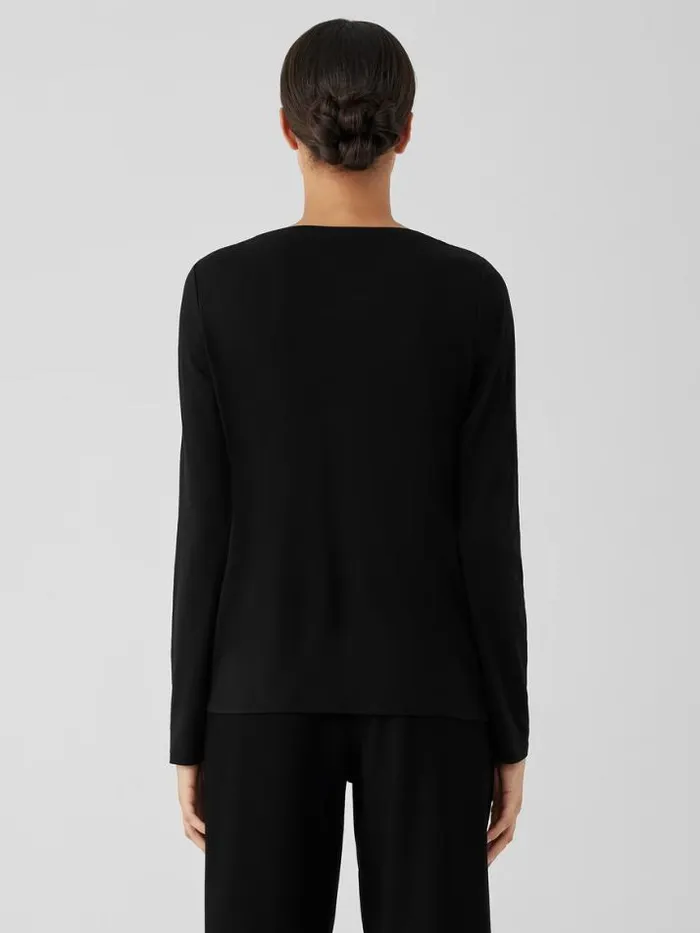 Shop Eileen Fisher Tops and Tees Stretch Silk Jersey Scoop Neck Top Black