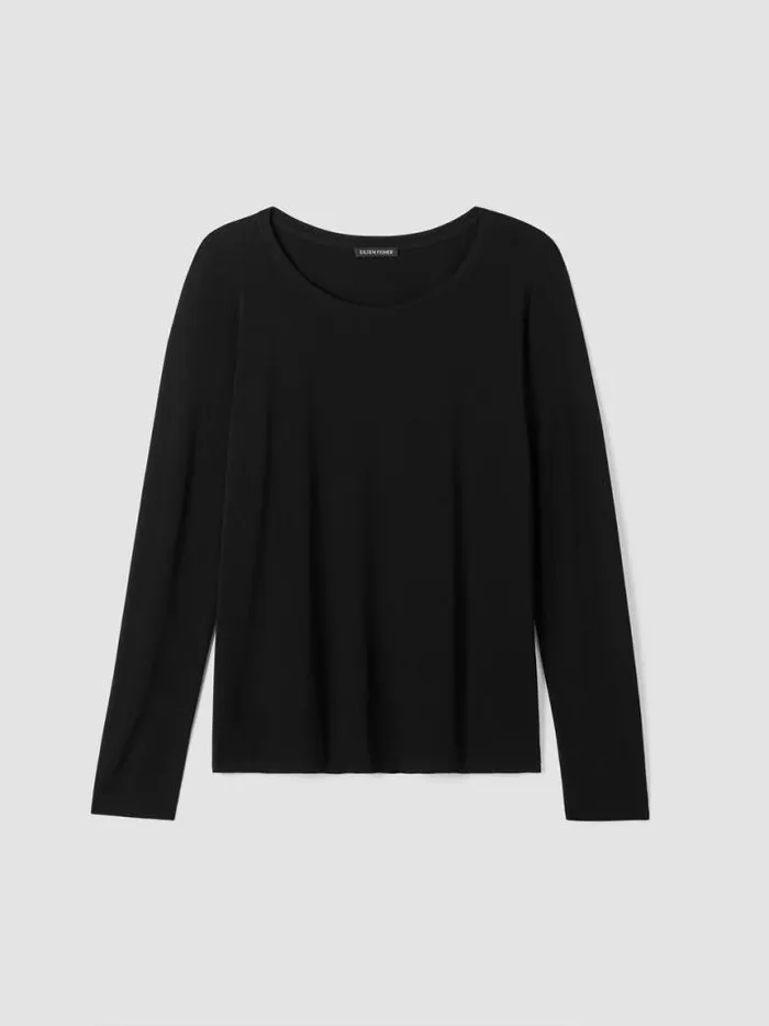 Shop Eileen Fisher Tops and Tees Stretch Silk Jersey Scoop Neck Top Black