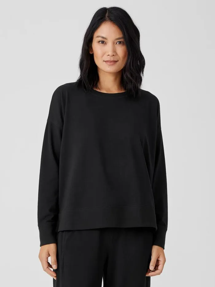 Shop Eileen Fisher Tops and Tees Traceable Cotton Jersey Crew Neck Top Black