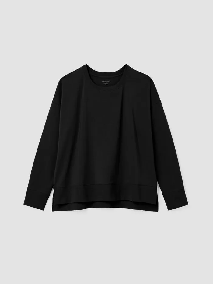 Shop Eileen Fisher Tops and Tees Traceable Cotton Jersey Crew Neck Top Black