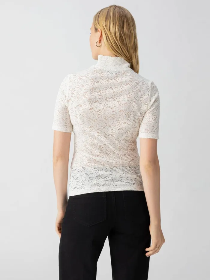 Short Sleeve Lace Mock Neck Tee Chalk Women Sanctuary Clothing Tees and Tops Short Sleeve Lace Mock Neck Tee Chalk Women Sanctuary Clothing Tees and Tops