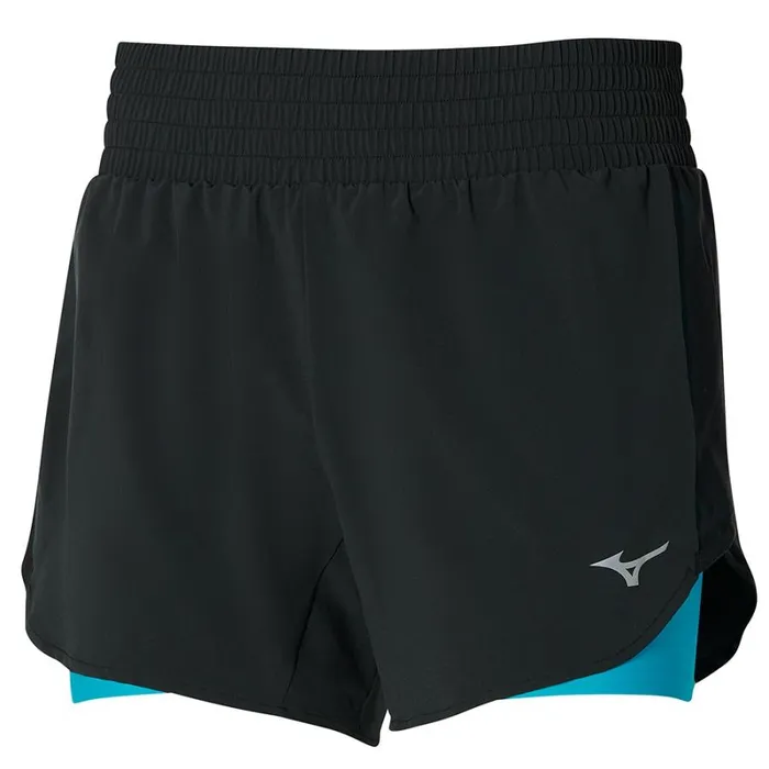Shorts Women Mizuno 2in1 45 Short Blackmaui Blue