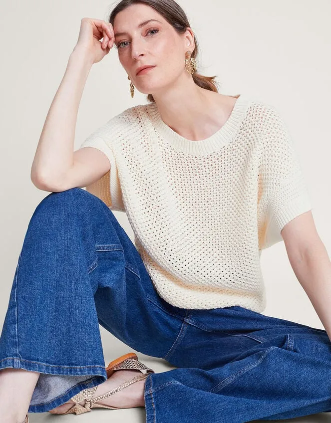 Sia Short Sleeve Jumper Ivory Women Monsoon Casualwear