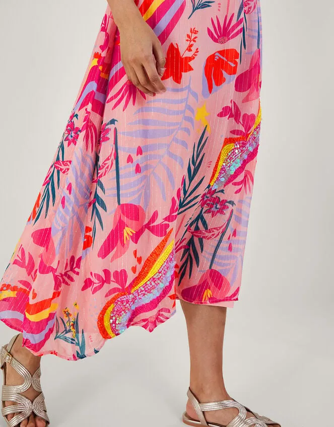 Sienna Embellished Metallic Dress With Recycled Polyester Pink Women Monsoon Occasionwear
