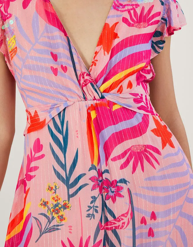 Sienna Embellished Metallic Dress With Recycled Polyester Pink Women Monsoon Occasionwear