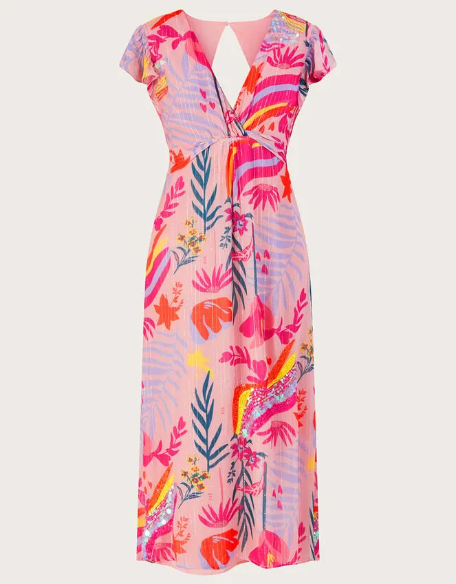 Sienna Embellished Metallic Dress With Recycled Polyester Pink Women Monsoon Occasionwear