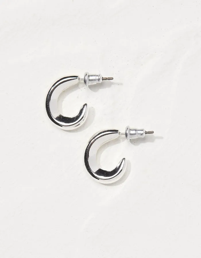 Simple Huggy Hoop Earrings Silver Women FatFace Jewellery