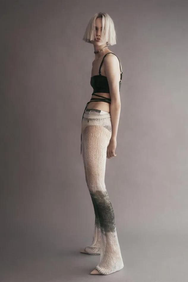 Slim and Skinny Women Patrizia Pepe Slim Mesh Pants Natural Multicolor