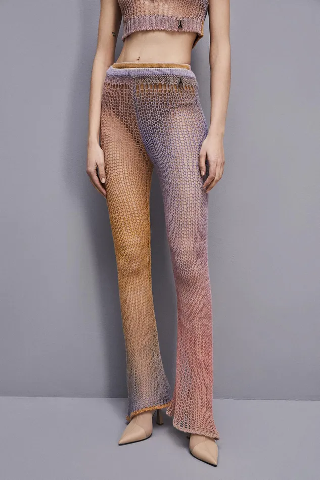 Slim and Skinny Women Patrizia Pepe Slim Mesh Pants Violet Multicolor