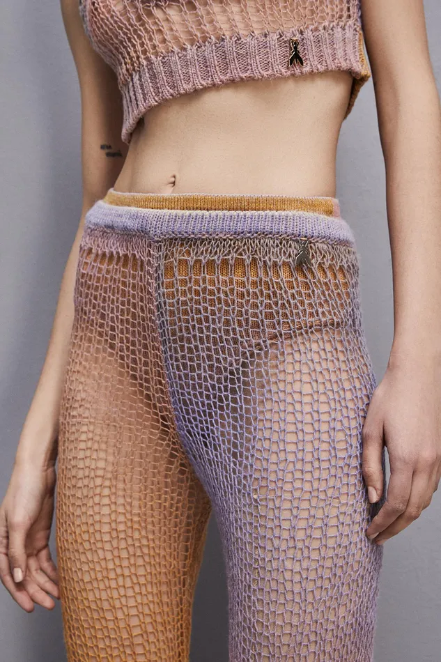 Slim and Skinny Women Patrizia Pepe Slim Mesh Pants Violet Multicolor