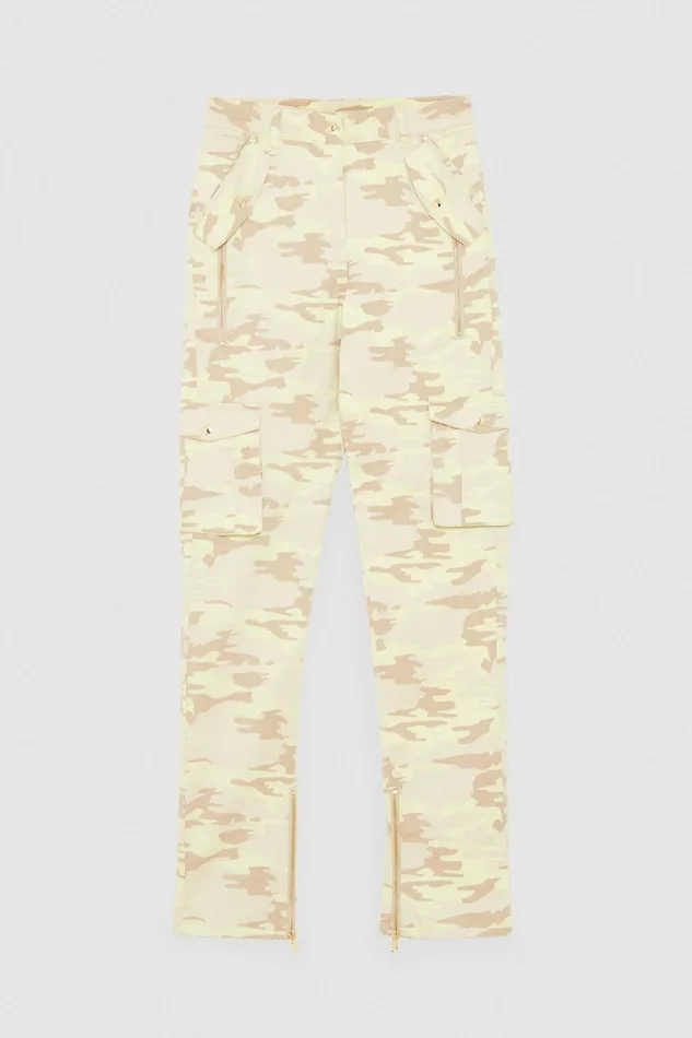 Slim and Skinny Women Patrizia Pepe Stretch Twill Cargo Pants Camou Print