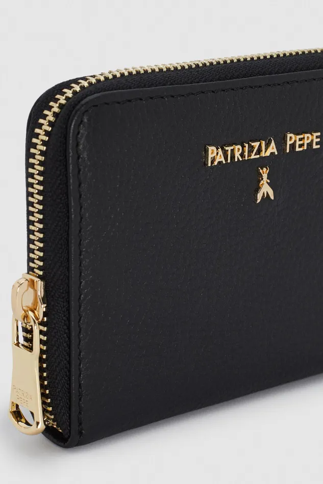 Small Leather Goods Women Patrizia Pepe Essential Medium ZipAround Purse Nero