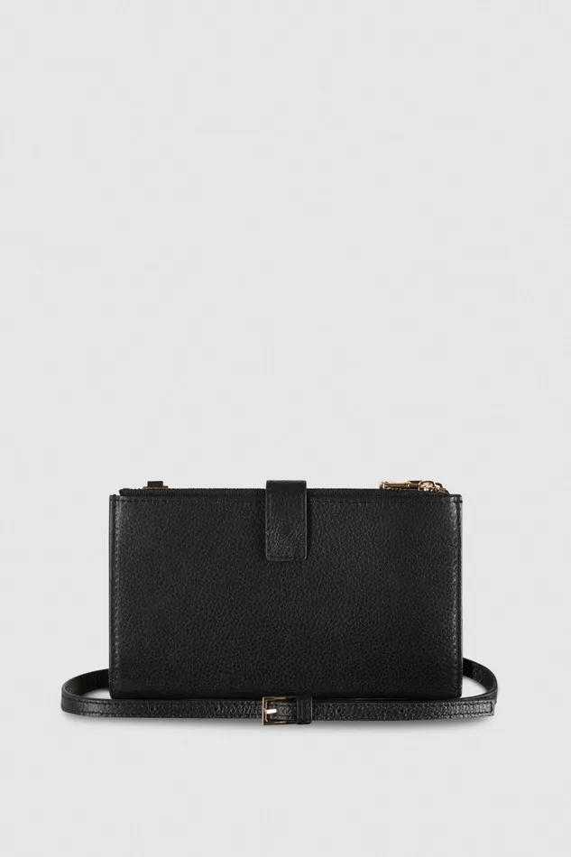 Small Leather Goods Women Patrizia Pepe Leather Wallet With Double Zipper Nero