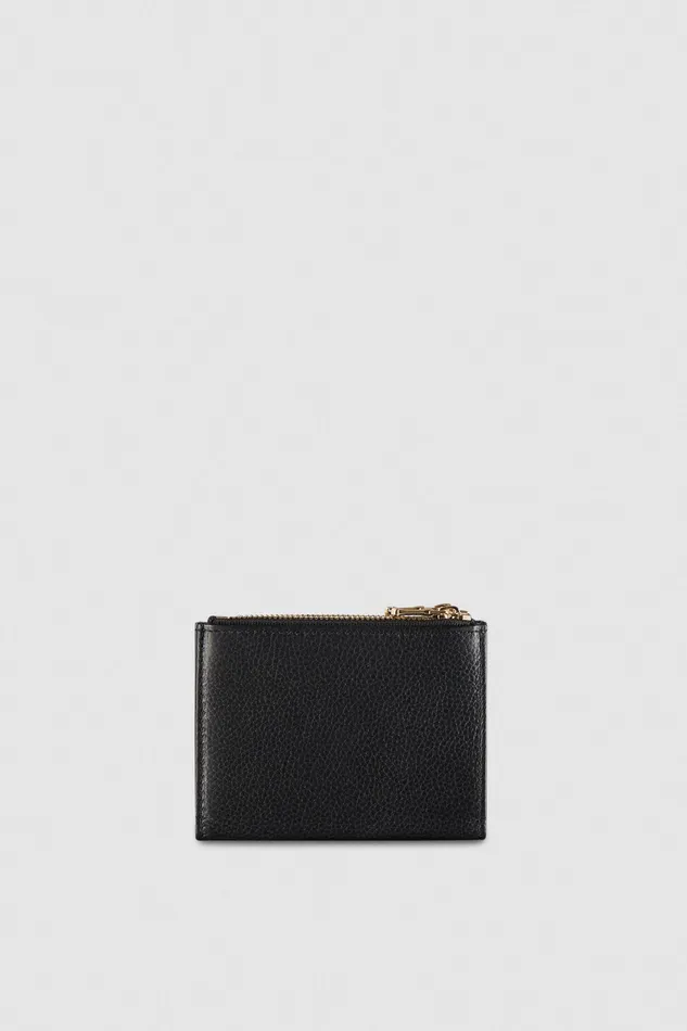 Small Leather Goods Women Patrizia Pepe Leather Wallet With Zipper Nero