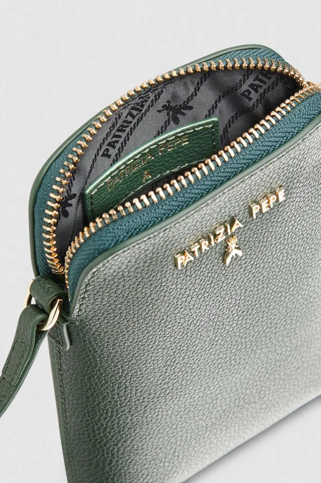 Small Leather Goods Women Patrizia Pepe Phone Holder With Shoulder Strap Tuscany Green