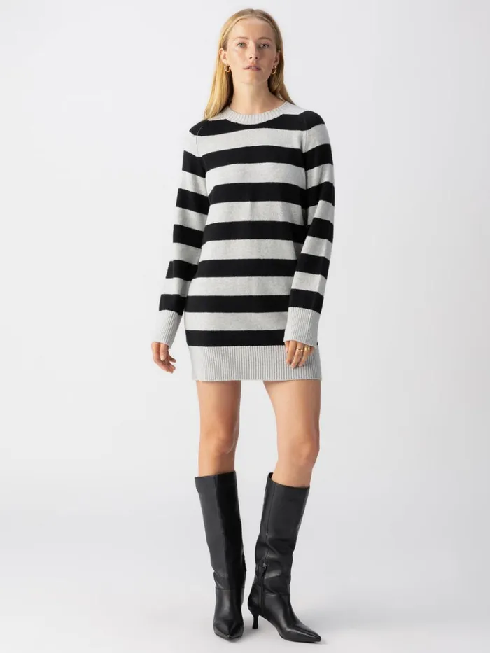 So Soft Sweater Dress Heather Grey Black Stripe Women Sanctuary Clothing Dresses and Jumpsuits