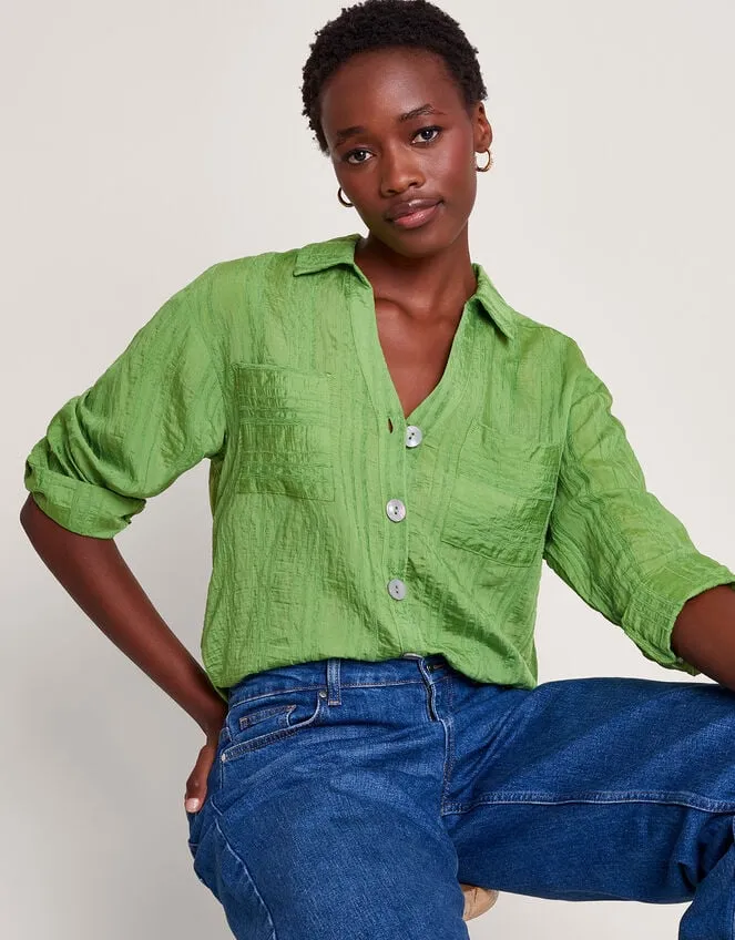 Sofia Textured Shirt Green Women Monsoon Tops and Blouses
