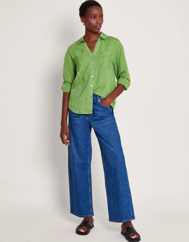 Sofia Textured Shirt Green Women Monsoon Tops and Blouses