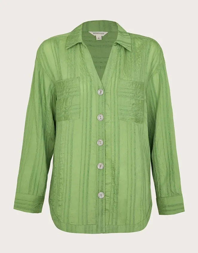 Sofia Textured Shirt Green Women Monsoon Tops and Blouses