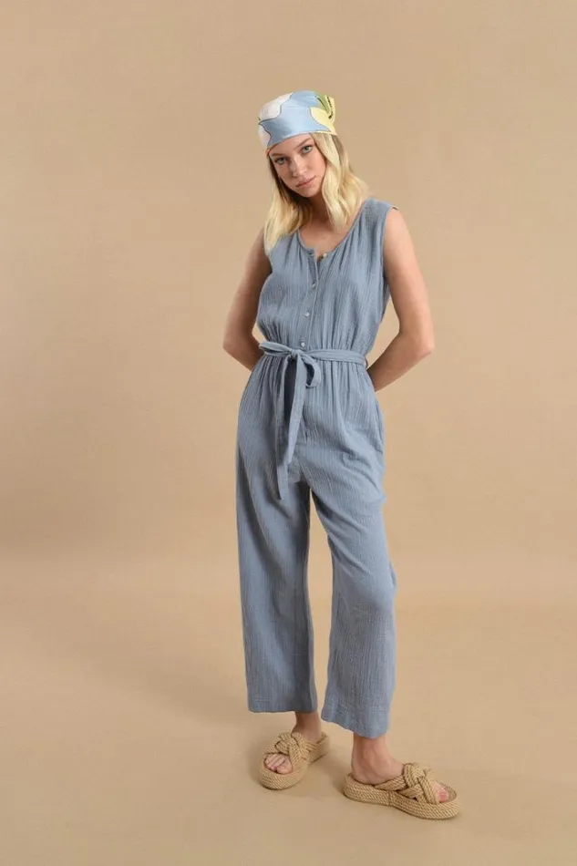 Soft Cotton Jumpsuit LIGHT BLUE DENIM Women Molly Bracken Jumpsuits