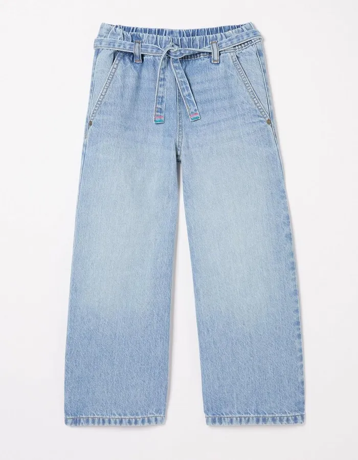 Soft Denim Wide Leg Jean Light Denim Blue Girls FatFace Dungarees Jeans and Leggings