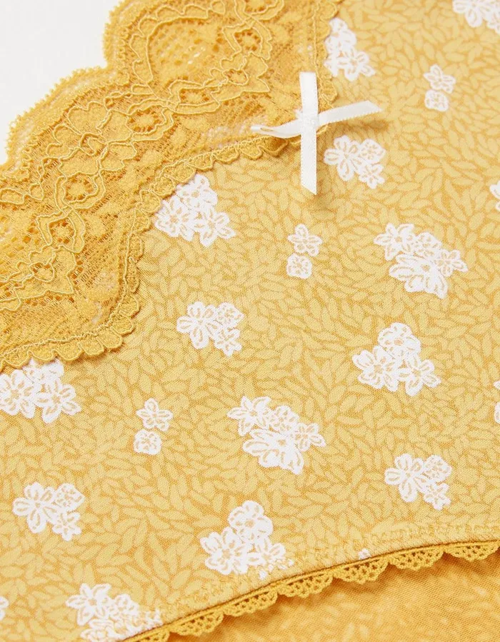 Sophia Floral Mini Knickers Mustard Yellow Women FatFace Socks Underwear and Tights