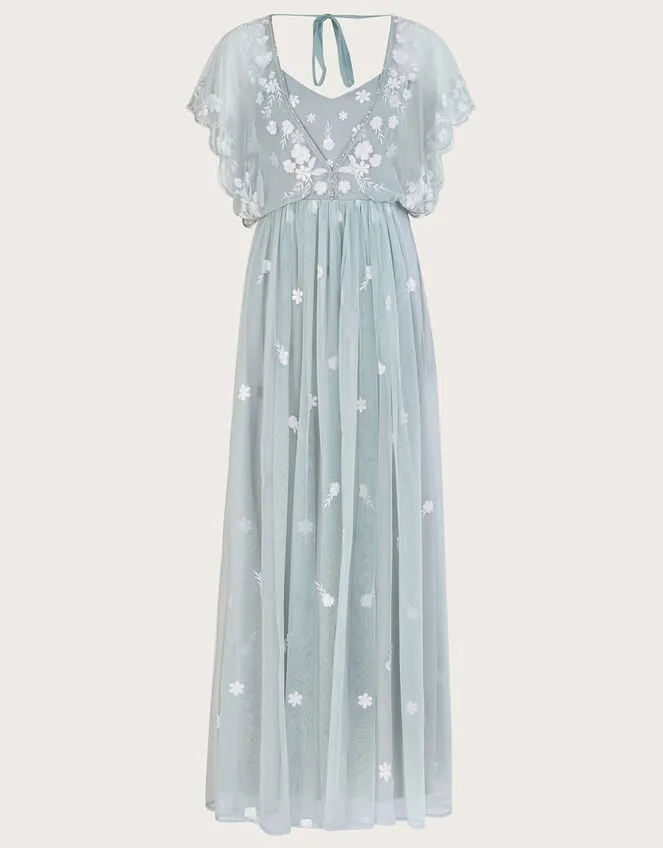Sophie Embroidered Maxi Dress In Recycled Polyester Green Women Monsoon Occasionwear