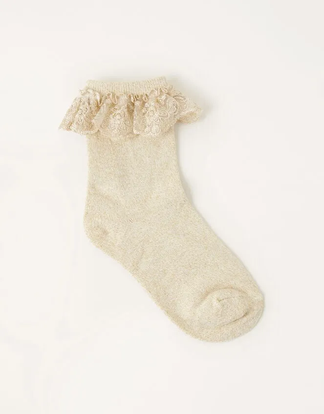 Sparkle Flower Socks Gold Children Monsoon Girls039 Tights and Socks
