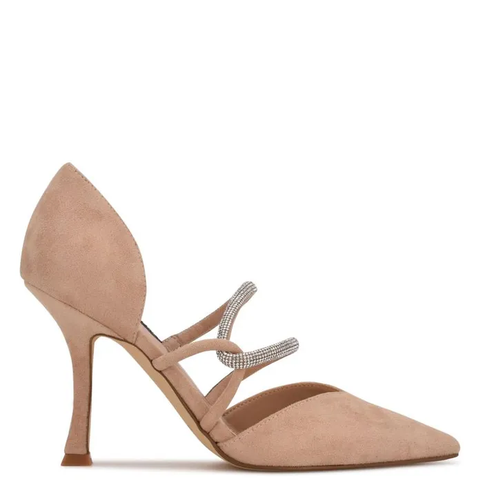Sparks Dress Pumps Barely Nude Suede Women Nine West Heels