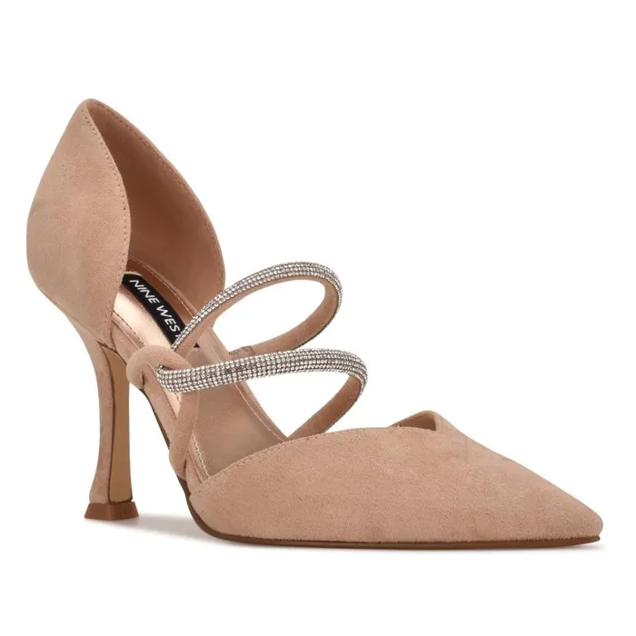 Sparks Dress Pumps Barely Nude Suede Women Nine West Heels