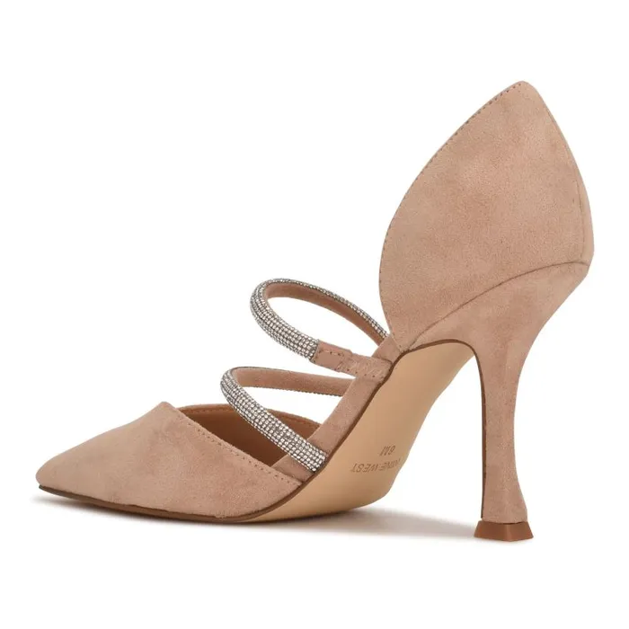 Sparks Dress Pumps Barely Nude Suede Women Nine West Heels