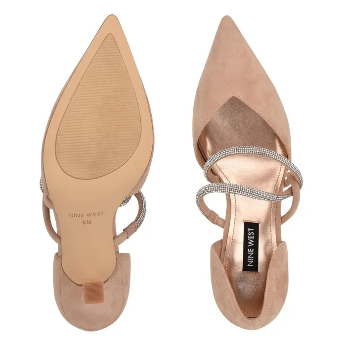 Sparks Dress Pumps Barely Nude Suede Women Nine West Heels
