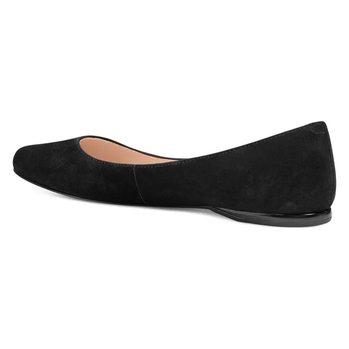 Speakup Almond Toe Flats Black Suede Women Nine West Flats and Loafers