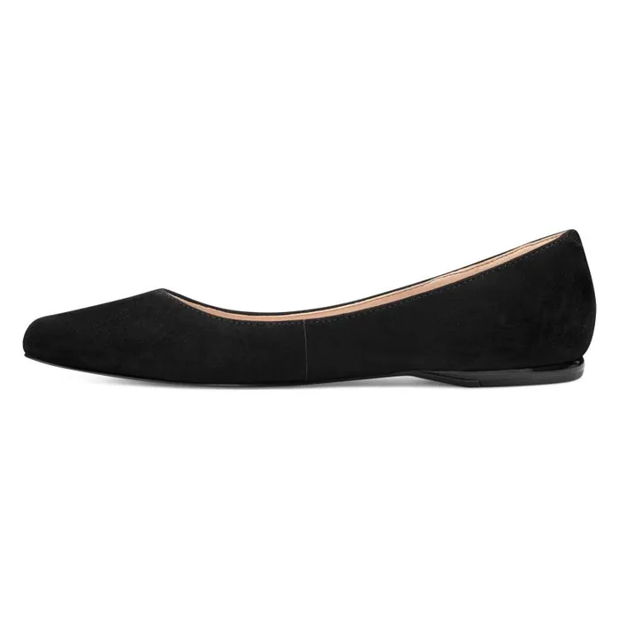 Speakup Almond Toe Flats Black Suede Women Nine West Flats and Loafers