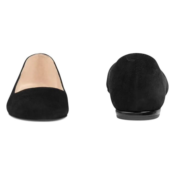 Speakup Almond Toe Flats Black Suede Women Nine West Flats and Loafers