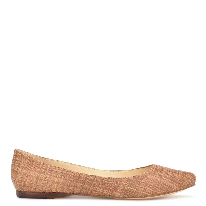 Speakup Almond Toe Flats Brown Raffia Women Nine West Ballets