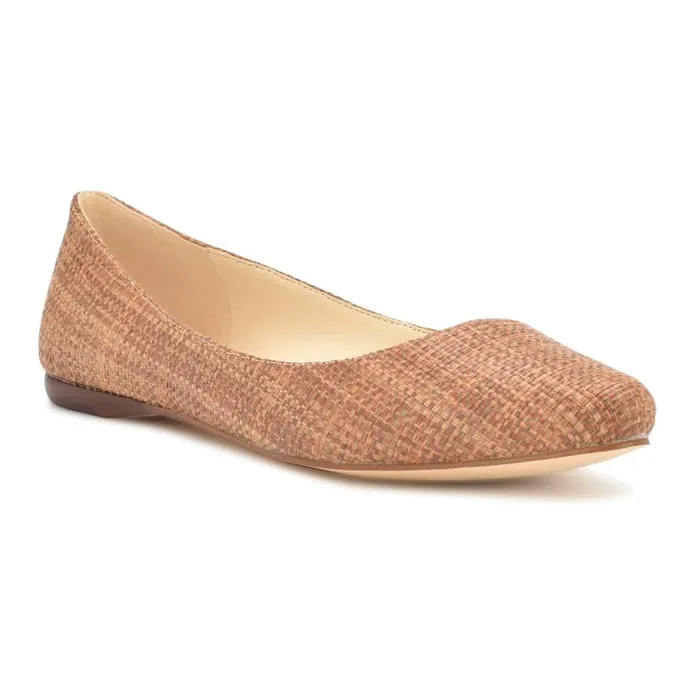 Speakup Almond Toe Flats Brown Raffia Women Nine West Ballets