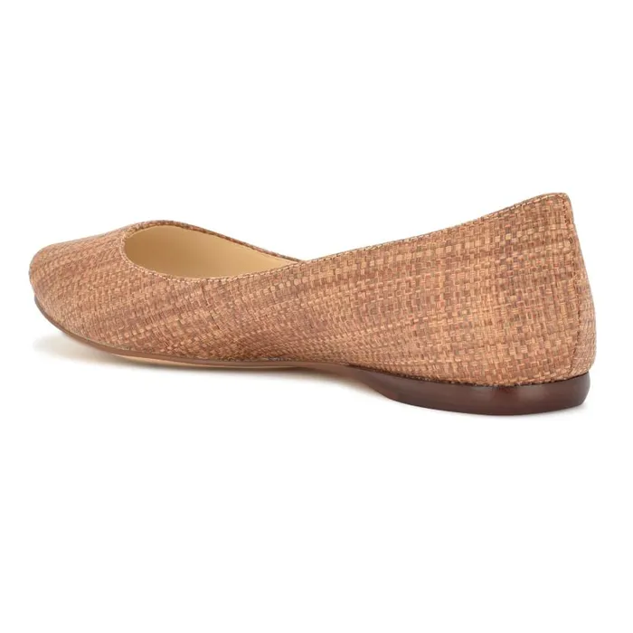 Speakup Almond Toe Flats Brown Raffia Women Nine West Ballets