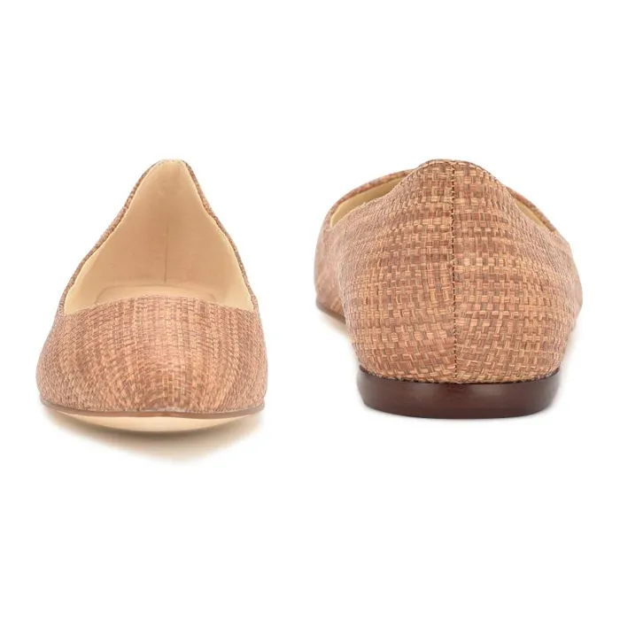 Speakup Almond Toe Flats Brown Raffia Women Nine West Ballets