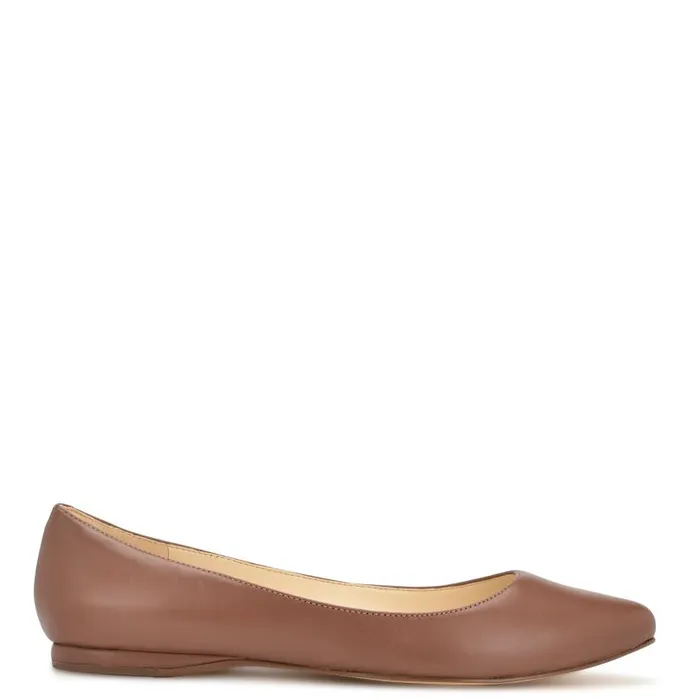 Speakup Almond Toe Flats Dark Tan Leather Women Nine West Flats and Loafers